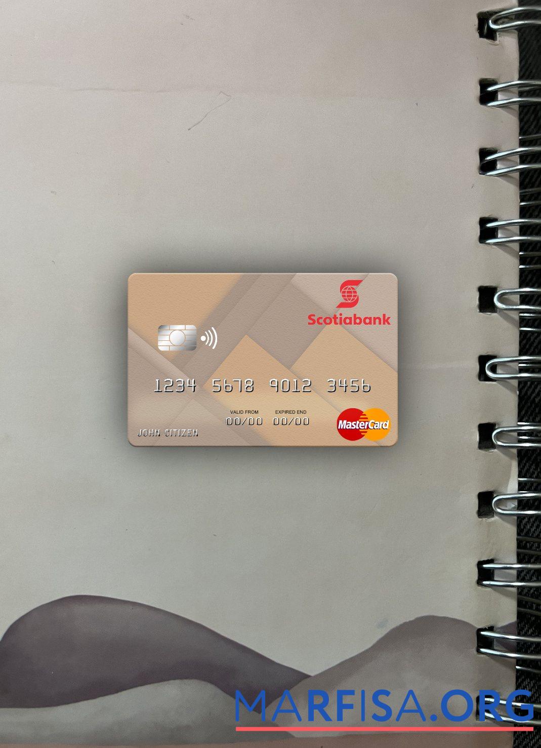 Realistic Saint Lucia Scotiabank mastercard photolook front example